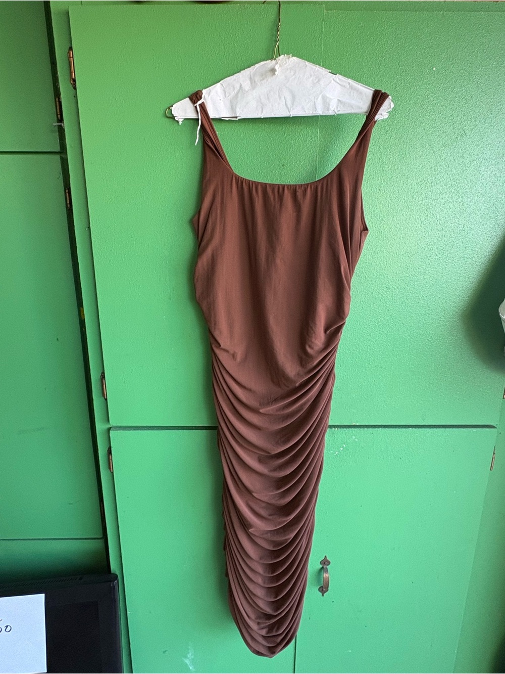 Brown Ruched Maxi Tank Dress